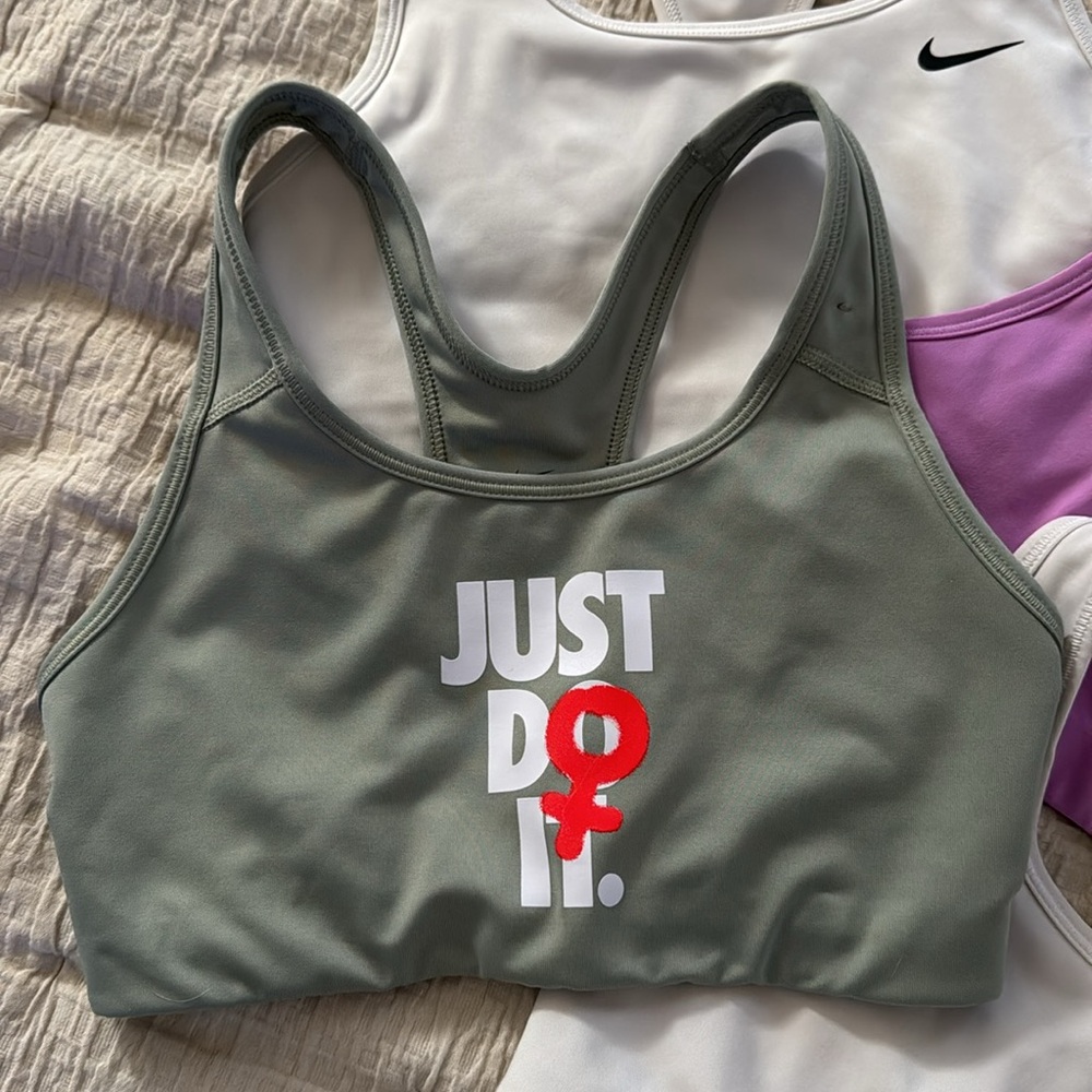 Nike Sports Bras in White, Purple, and Green - Picture 3 of 9